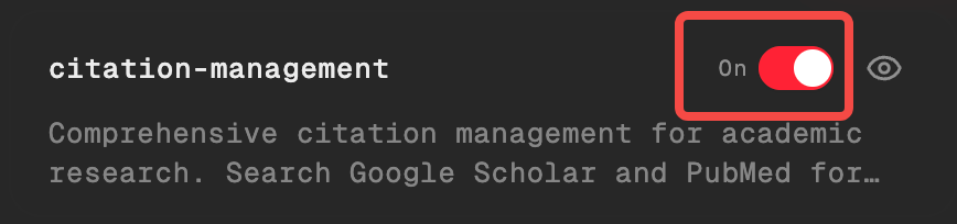 Enable or disable skills with toggle